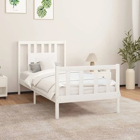 3188157 vidaXL Cadru de pat cu tăblie, alb, 100x200 cm, lemn masiv de pin