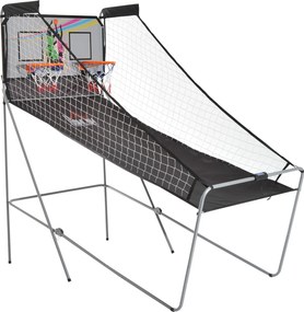 HOMCOM Coș de Baschet cu Panou LED, Pompă, 2 Coșuri, 4 Mingi și 8 Moduri de Joc, 205x110x205 cm, Negru | Aosom Romania