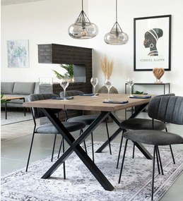 Masă dining cu blat din lemn masiv de stejar House Nordic Toulon Smoked, 140 x 95 cm