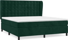 vidaXL Pat box spring cu saltea, verde închis, 180x200 cm, catifea