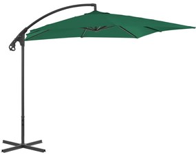 vidaXL Umbrelă în consolă cu stâlp din oțel, verde, 250x250 cm