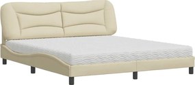 vidaXL Pat cu saltea, Hvar, crem, 180x200 cm, textil