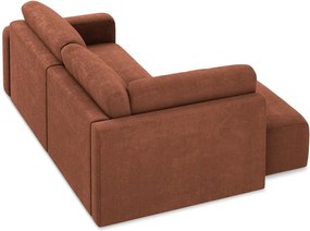 Colțar teracotă extensibil/cu spațiu de depozitare cu tapițerie din chenille (cu colț pe partea stângă/în formă de ”L”) Kona – Makamii