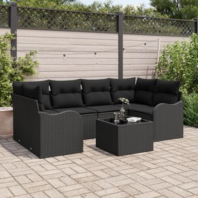 vidaXL Set de canapele pentru grădină 7 pcs Negru 55 x 55 x 37 cm