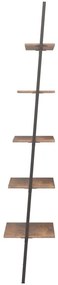Raft inclinat cu 5 niveluri maro inchis   negru 64x34x185,5 cm 1, Maro inchis, 64 x 34 x 185.5 cm