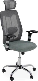Scaun ergonomic OFF 988 gri, tetieră și suport lombar reglabil
