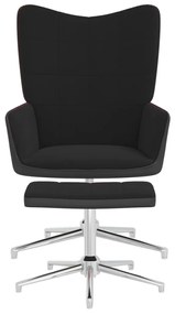 327870 vidaXL Scaun de relaxare cu taburet, negru, catifea și PVC