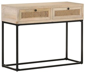 vidaXL Masă consolă, 100x35x76 cm, lemn masiv mango/trestie naturală
