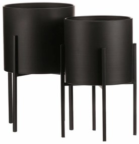 Set suporturi din metal pentru flori Interier, negru, 2 buc.
