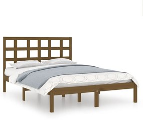 3105443 vidaXL Cadru de pat mic dublu, maro miere, 120x190 cm, lemn masiv
