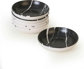 Set 6 boluri X00017422, alb/negru, ceramica, 13 cm