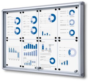 Vitrina de informatii interioare cu usi glisante 8 x A4 - spate tabla, aluminiu