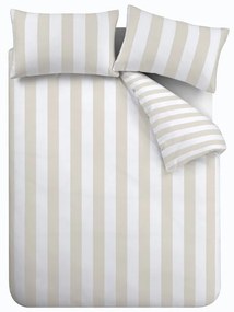 Lenjerie de pat albă/bej pentru pat de o persoană 135x200 cm Cove Stripe – Catherine Lansfield