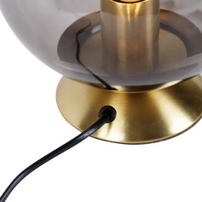 Lampă de masă Art Deco din alamă cu sticlă fumurie - Pallon