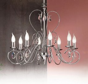 Candelabru 8 brate stil clasic cu cristale K9 Alessia crom