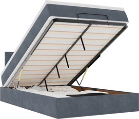 vidaXL Cadru de pat otoman cu saltea Gri închis 120x200cm catifea