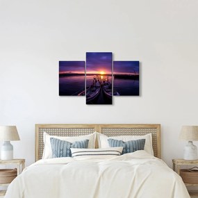 Tablou cu barci pescărești în port (90x60 cm)