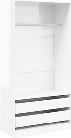 vidaXL Șifonier, alb extralucios, 100x50x200 cm, lemn prelucrat