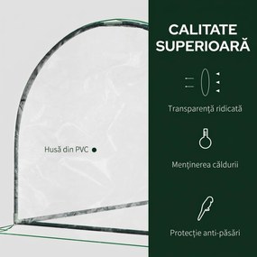 Outsunny Tunel de oțel pentru grădină cu seră și capac din PVC, 200x100x80 cm, transparent și verde | Aosom Romania