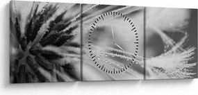 Tablou - Macro,alb-negru (cu ceas) (90x30 cm)