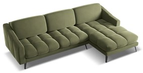 Colțar verde cu tapițerie din catifea (cu colț pe partea dreaptă) Nalu – Makamii