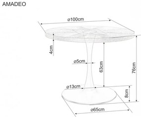 Masa rotunda Amadeo nuc/negru mat - d100 x h76 cm