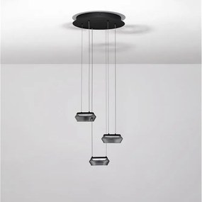 Lustra cu 3 pendule LED, Metal, Negru, Sticla, JAILYN