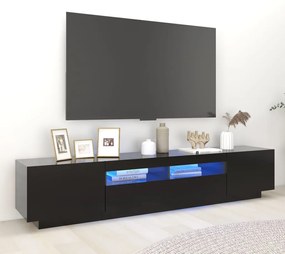 Comoda TV cu lumini LED, negru, 200x35x40 cm 1, Negru