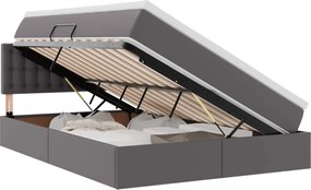 vidaXL Pat cu saltea și LED cu led Gri 140 x 190 cm Piele artificială