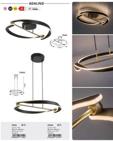 Lustra LED suspendata din metal negru auriu Adalind