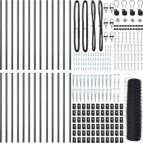 vidaXL Stâlp de gard. Gri 50 x 0,5 m (plasă de 50 mm) Oțel și PVC
