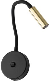 Lampă de perete cu port USB LAGOS 1xG9/3W/5V negru/auriu