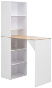 vidaXL Masă de bar cu dulap, alb, 115 x 59 x 200 cm