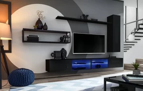 Mobilier living Shelly 27 ZZ SW M4 (negru mat + negru lucios + negru mat). 1024213