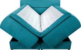 Pat matrimonial, Bergen Memory, 160x200 cm, cu spatiu pentru depozitare, Turcoaz