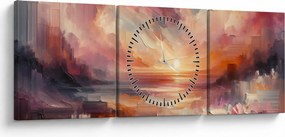 Tablou - Răsărit pictat (cu ceas) (90x30 cm)
