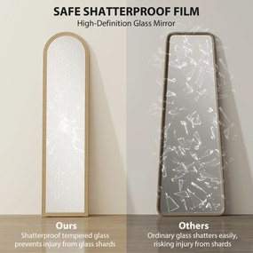 Oglindă HOMCOM de Podea și de Perete cu Suport, efect de Piatră, 40x160cm, Bej. | Aosom Romania