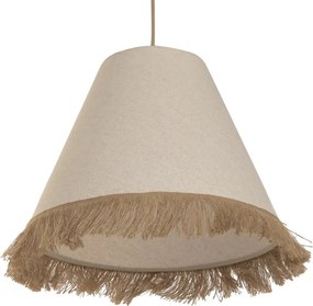 Lustră suspendată din fibre naturale împletite, natur, cu franjuri, finisaj natural, 125 x 50 cm, „Beynac”