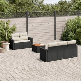 3256336 vidaXL Set mobilier de grădină cu perne, 6 piese, negru, poliratan