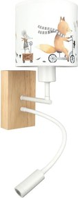Brilagi - LED Flex. lampă BOBO WOOD 1xE27/25W/230V + LED/3W stejar/alb/cu animale