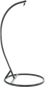 Scaun negru suspendat KOKON cu suport, perna verde-alb