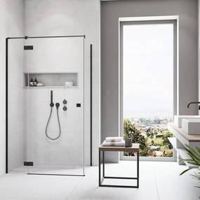 Usa de nisa batanta Radaway Essenza KDJ 120 cm sticla 6 mm finisaj negru mat-transparent deschidere stanga