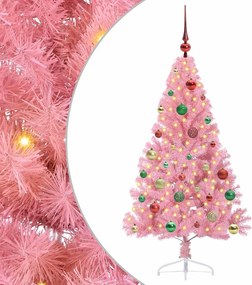 vidaXL Pom de Crăciun artificial pre-iluminat Roz 150 cm PVC