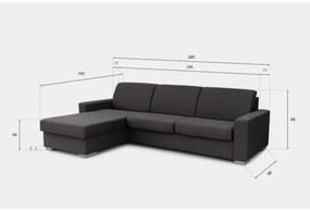 Canapea colțar extensibilă LEKA stânga, maro, cu spațiu depozitare, pentru dormi