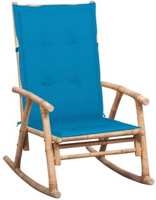 Scaun balansoar cu perna, bambus 1, Albastru, 120 x 50 x 4 cm