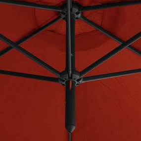 Umbrela de soare dubla cu stalp din otel, caramiziu, 600 cm Terracota