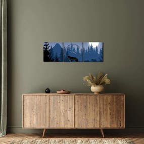Tablou - Haita de lupi sub lună plină (cu ceas) (90x30 cm)