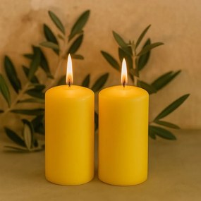 Set de lumânări stâlp, 15 cm, Ø 7,5 cm, galben, 2 buc