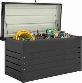 Outsunny Cutie de grădină metal 450L cutie pentru perne cu capac dublu perete 120 x 61 x 62 cm impermeabilă cu închidere Gri | Aosom Romania