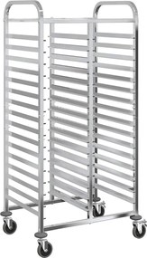 vidaXL Cărucior cu tăvi cu 32 containere GN oțel inoxidabil